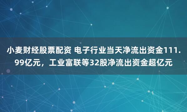 小麦财经股票配资 电子行业当天净流出资金111.99亿元,工业富联等32股净流出资金超亿元