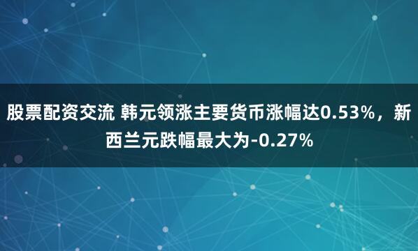 股票配资交流 韩元领涨主要货币涨幅达0.53%，新西兰元跌幅最大为-0.27%